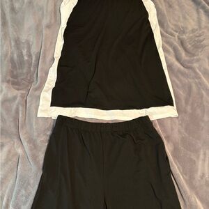 Black and White Sleeveless Top and Shorts Set